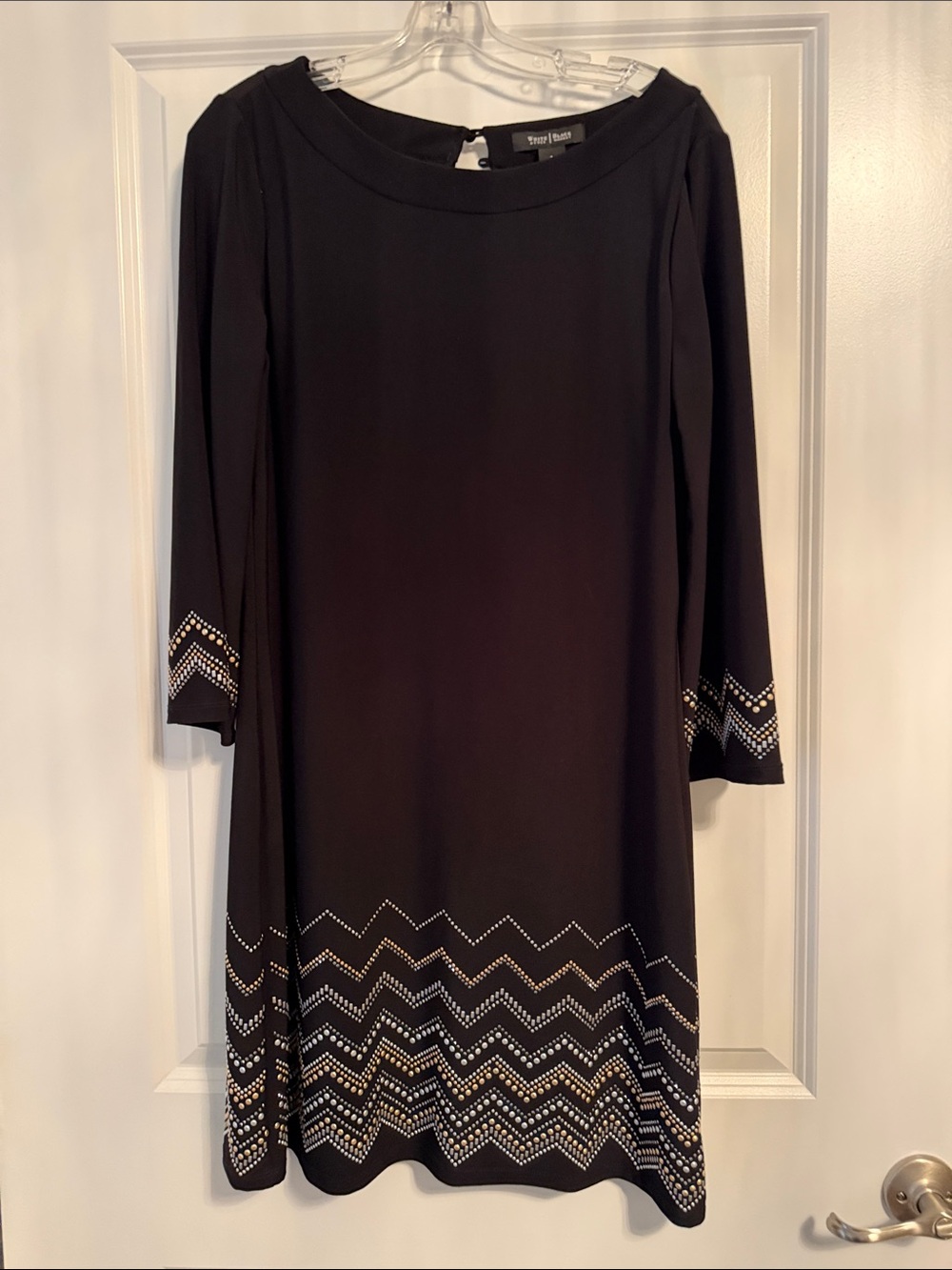 White House Black Market Midi Dress with Chevron Embellishments
